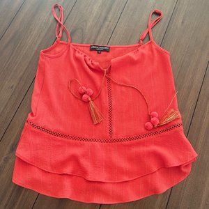 CORAL ORANGE SPAGHETTI STRAP TUNIC TOP